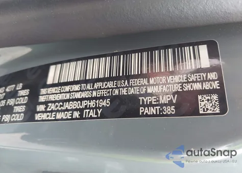 2018 Jeep Renegade Latitude Fwd from USA, damaged, VIN ZACCJABB0JPH61945